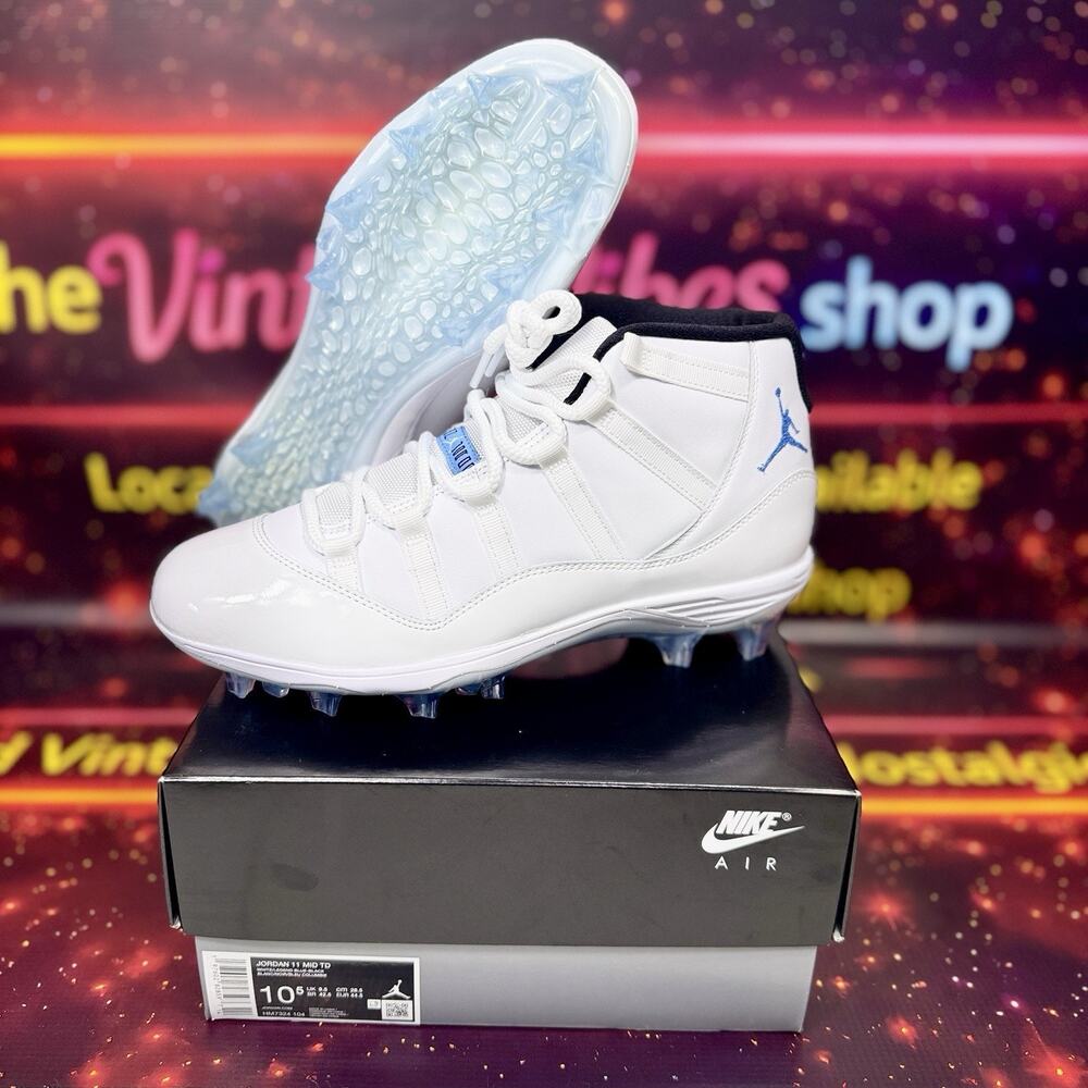 Nike Air Jordan 11 Retro Mid TD Football Cleat White Blue HM7324-104 Men Sz 10.5